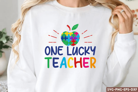 One Lucky Teacher SVG, Autism SVG