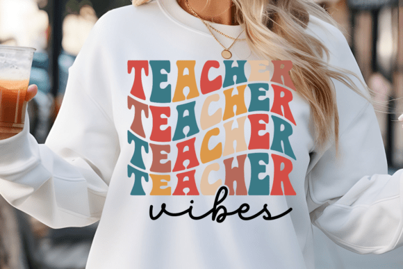 Teacher Vibes SVG, Retro Teacher SVG